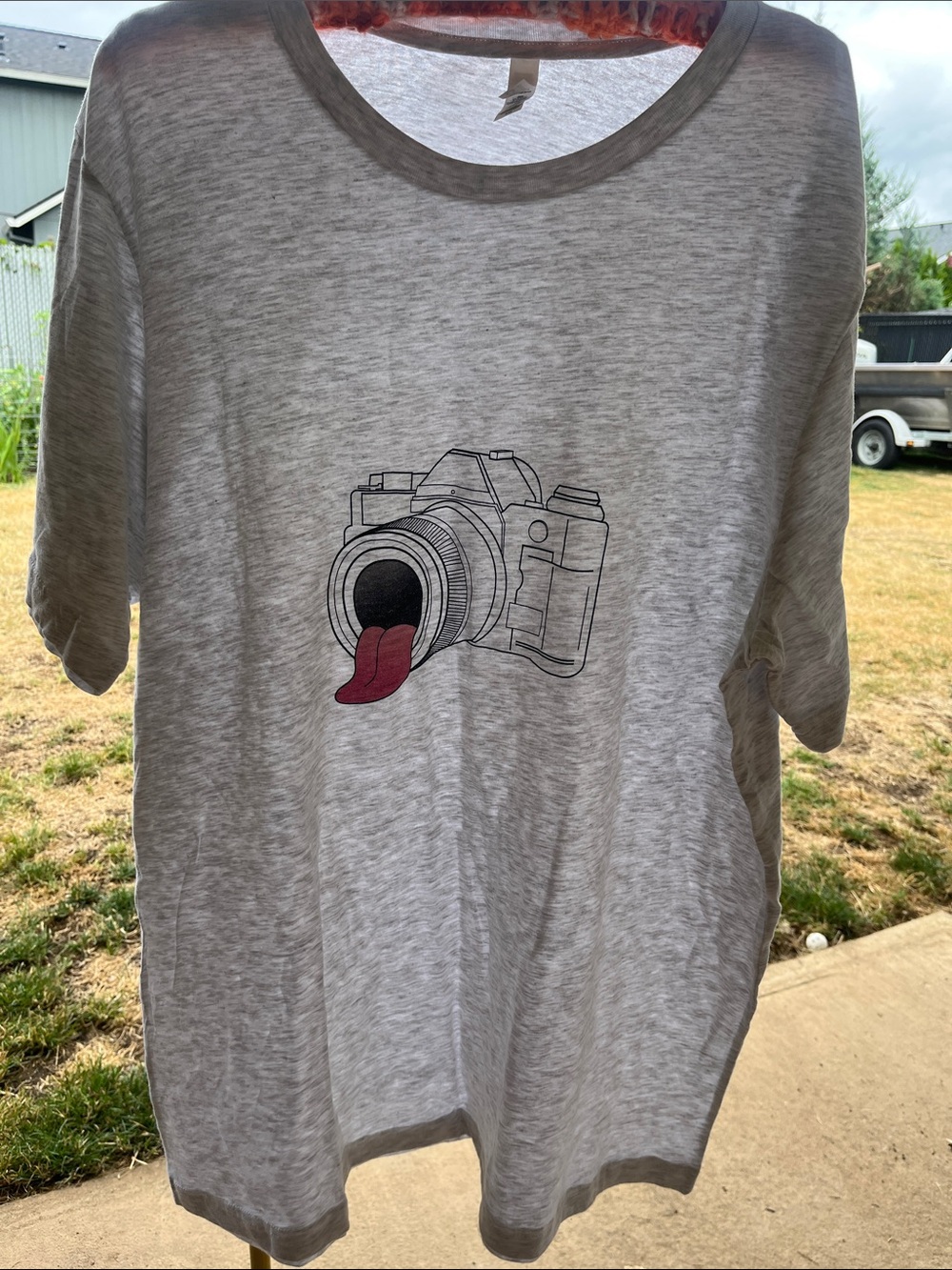 Bella Canvas Gray Graphic Tee with Red Accent Camera Design